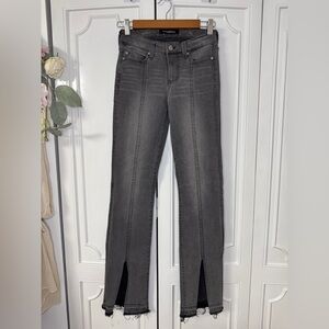 Liverpool Women's Straight Leg Gray Jeans with Front Slits